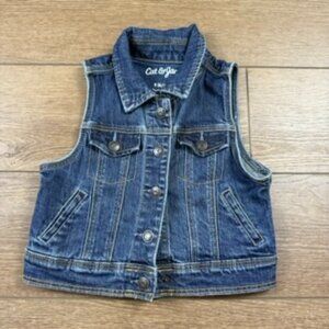 Cat & Jack Girls Jean Denim Vest Size S 6/6X Summer/Fall, Back to School